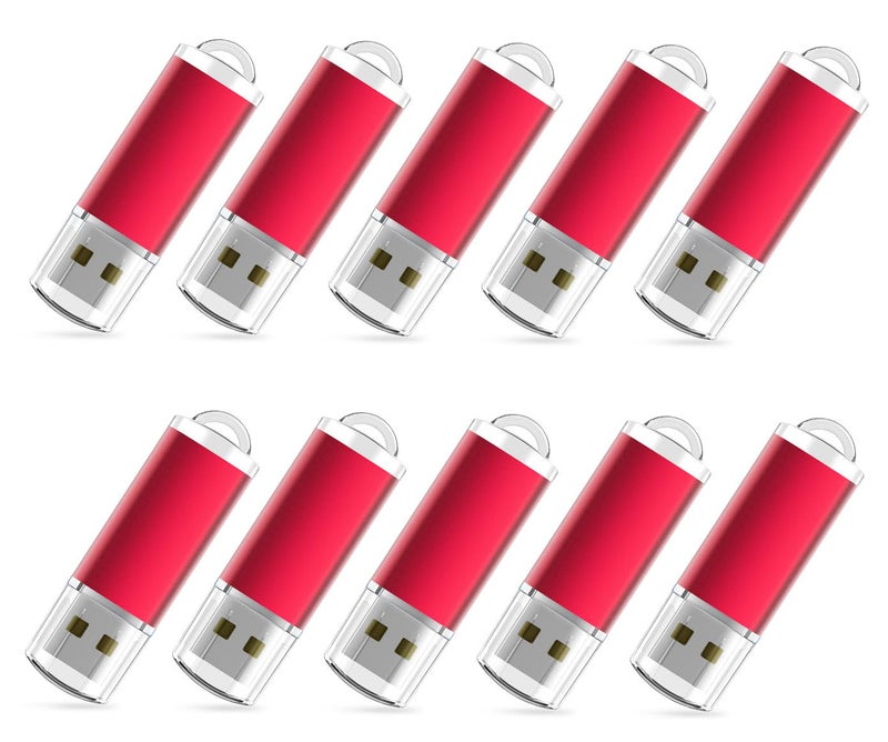RAOYI 10PCS 8G USB Flash Drive USB 2.0 Memory Stick Bulk Thumb Drive Pen Drive Jump Drive-Red - Image 1
